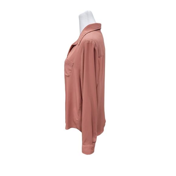 Lulus Boyfriend Fit Casual Button-Down Long Sleeve Blouse Size Medium Mauve - Picture 4 of 11
